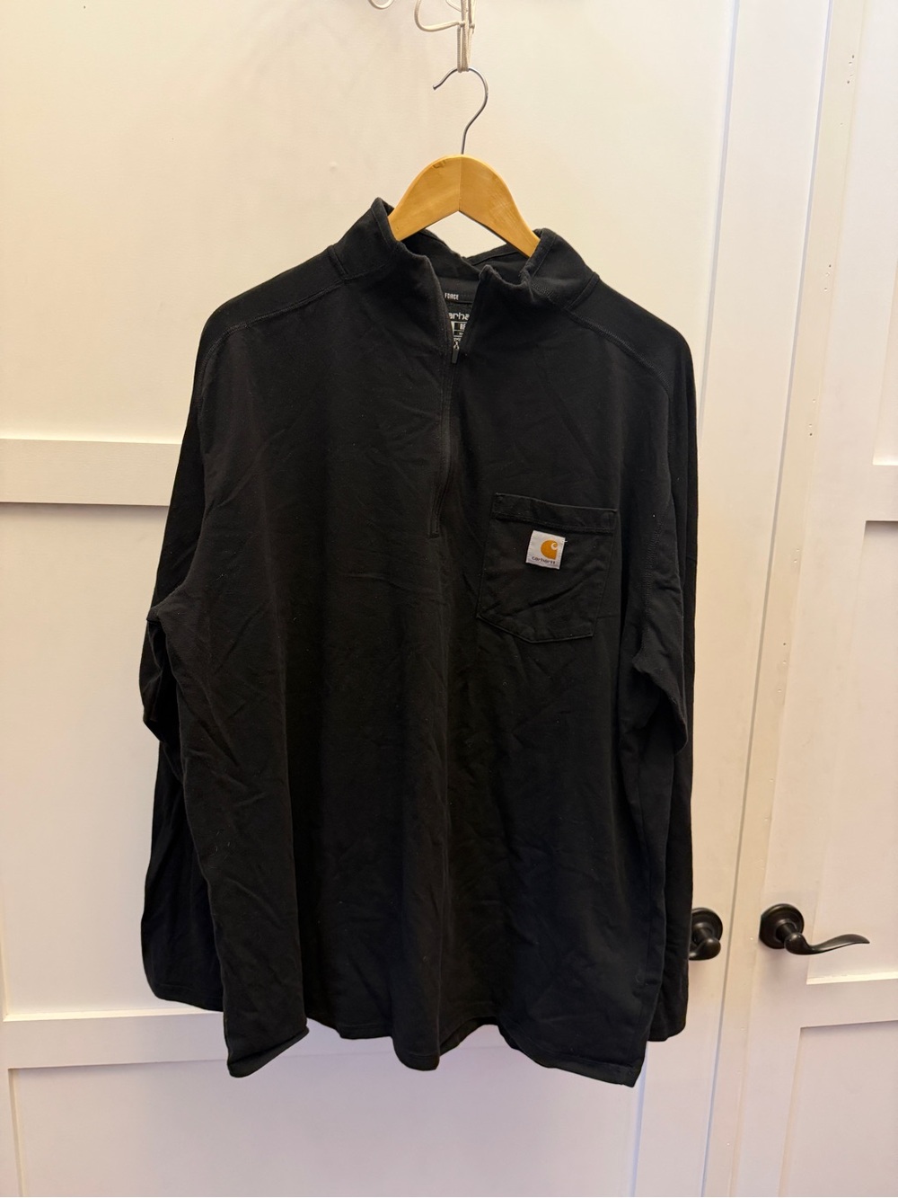 Carhartt Black Long-Sleeve Quarter-Zip Pullover with Chest Pocket